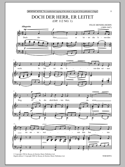 Product picture to: Doch Der Herr, Er Leitet, Op. 112, No. 1