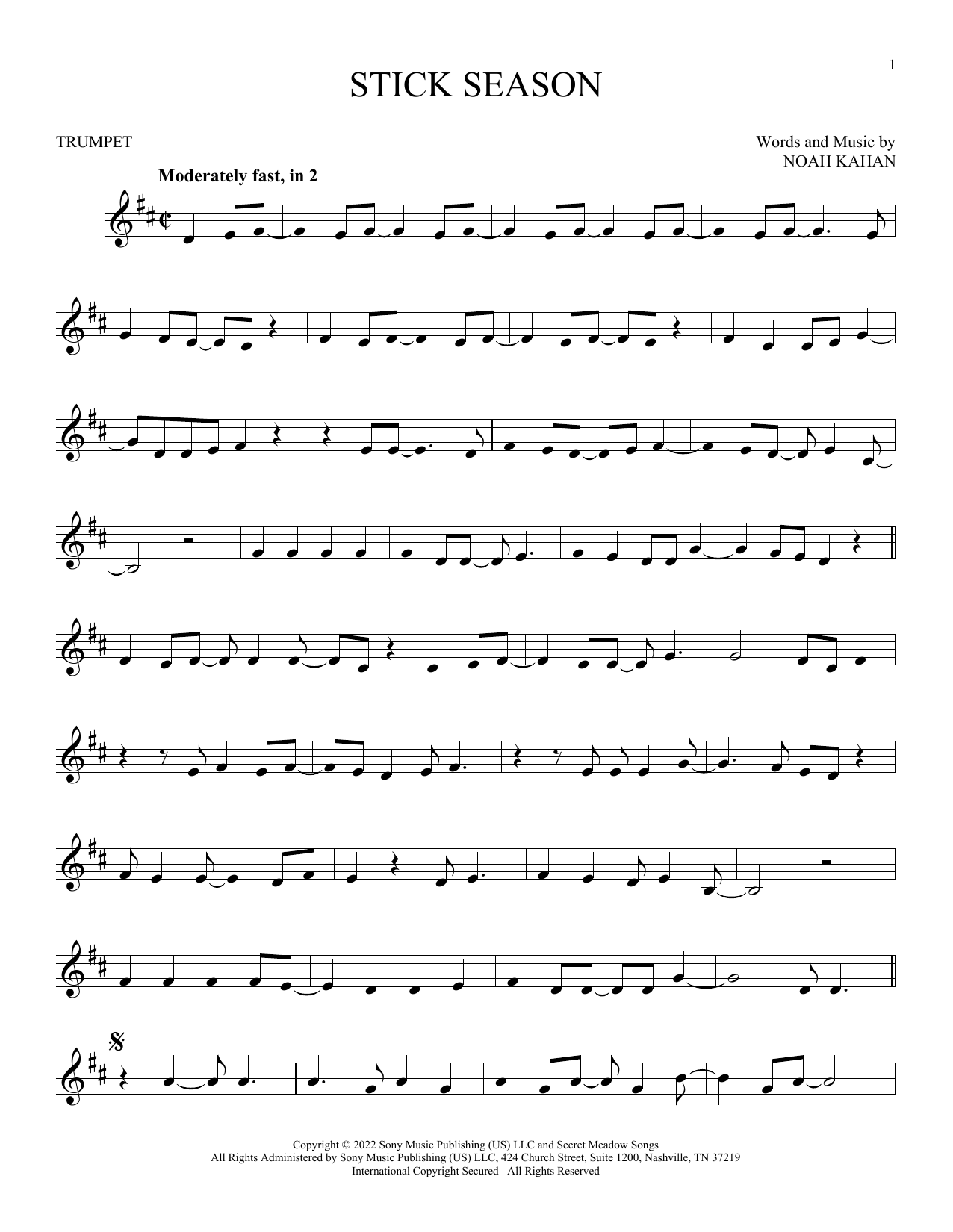 Produktgalerie: Seite 1 von 1 Stick Season, Noah Kahan, Trompete