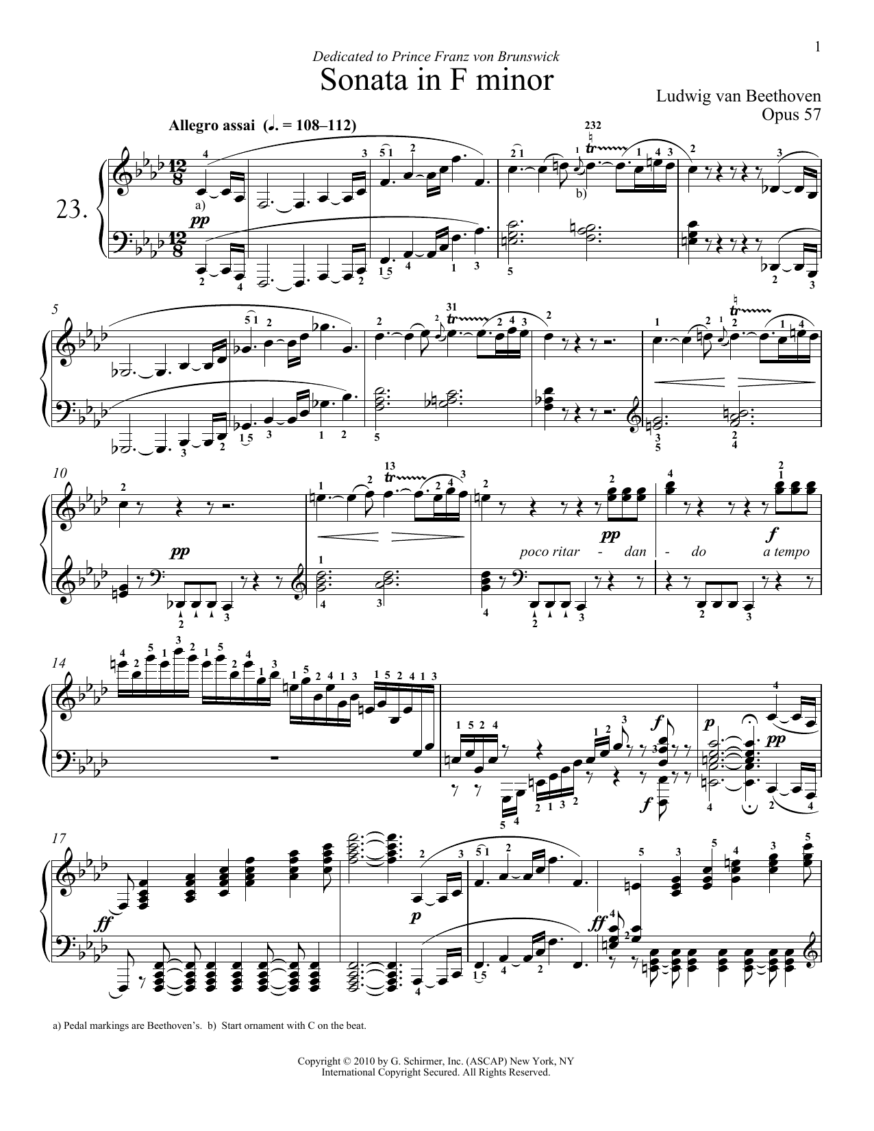 Product gallery: Page 1 of 1 Piano Sonata No. 23 In F minor, Op. 57 "Appassionata", Ludwig van Beethoven