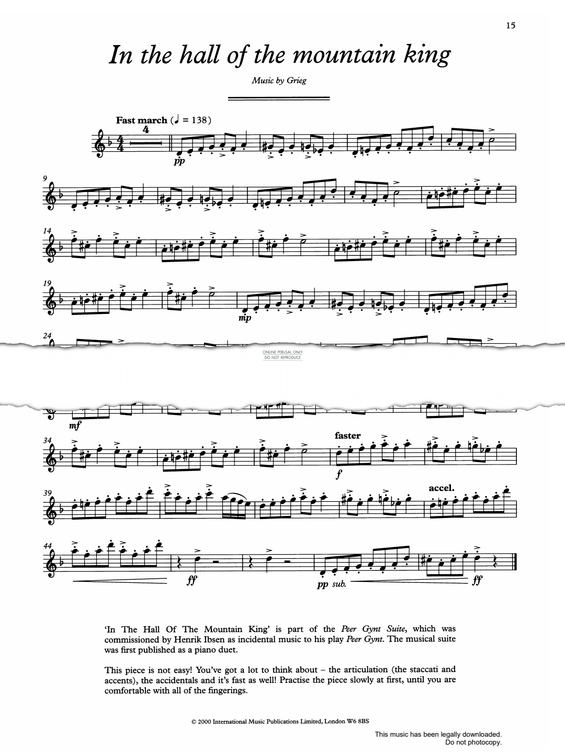 Produktgalerie: Seite 1 von 1 In The Hall Of The Mountain King, Edvard Grieg, Flöte, Klavier