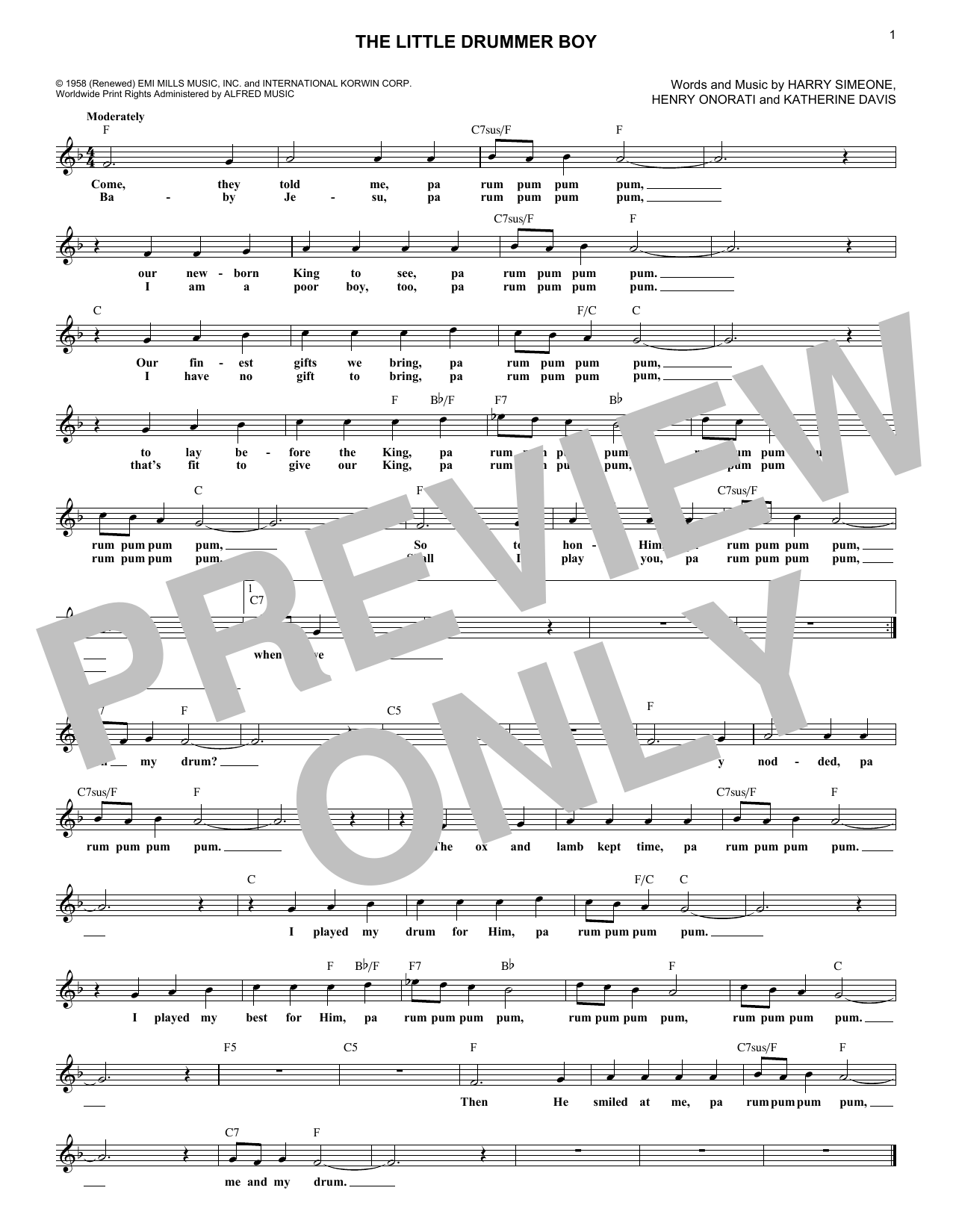 Produktgalerie: Seite 1 von 1 The Little Drummer Boy, Harry Simeone, Melodieinstrument