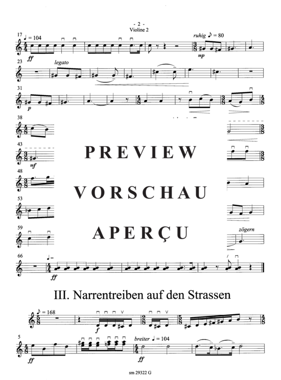 Product gallery: Page 3 of 5 Narrenleben , , (Suite for trumpet + ensemble) Violin2