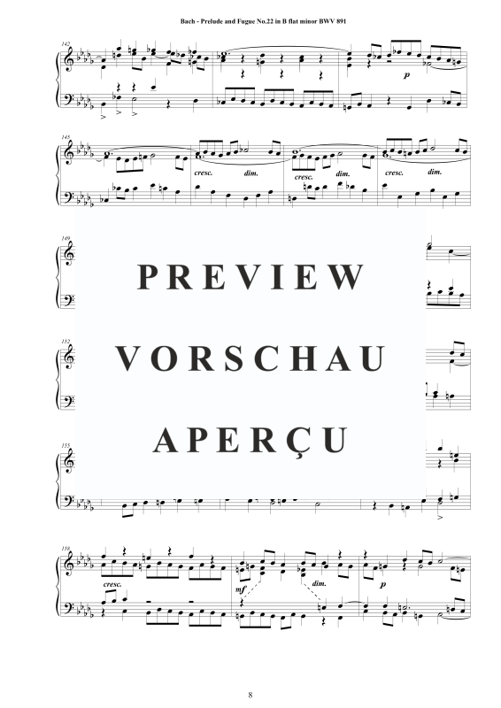 Product gallery: Page 9 of 11 Prelude and Fugue No. 22 in B flat minor BWV 891, , Solo Piano