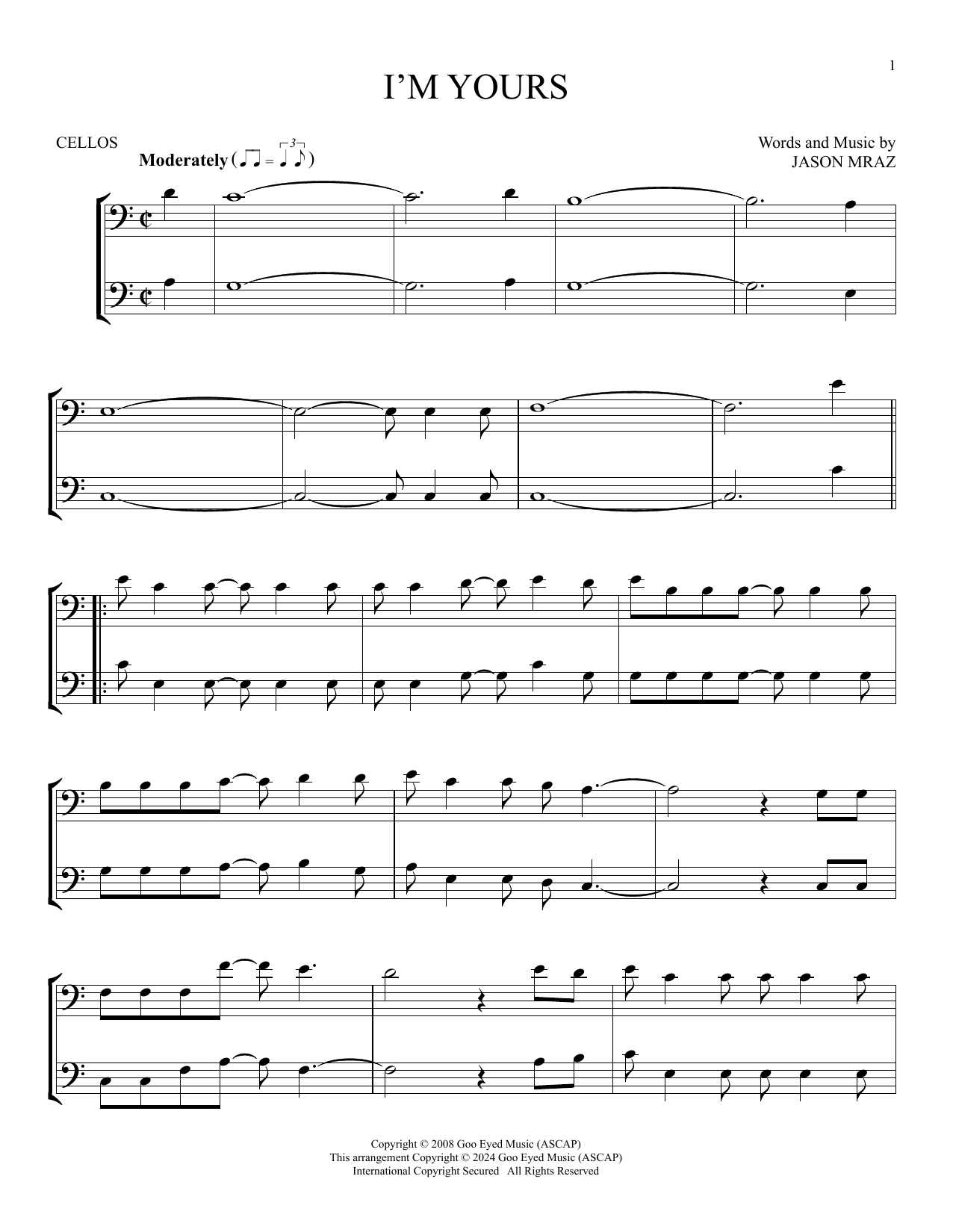 Produktgalerie: Seite 1 von 1 I'm Yours, Jason Mraz, Violoncello