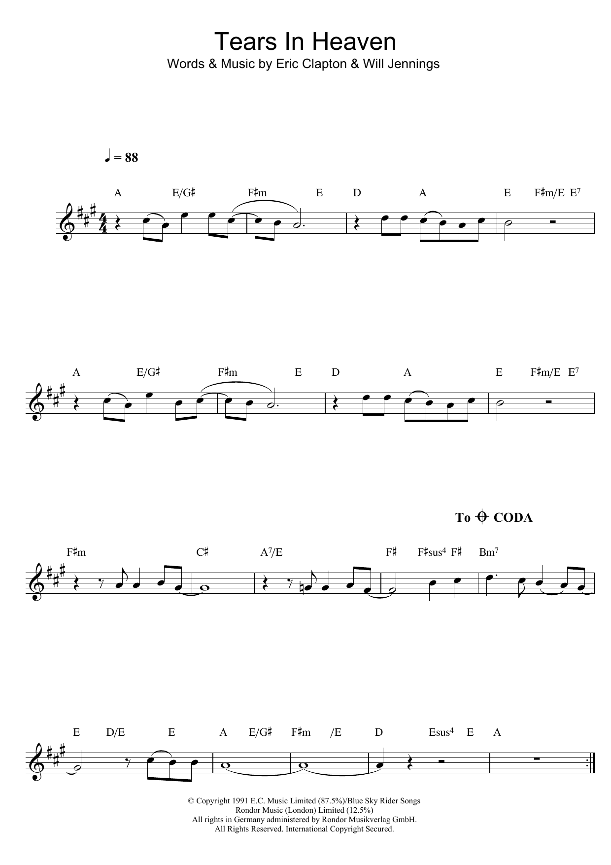 Product gallery: Page 1 of 1 Tears In Heaven, Eric Clapton