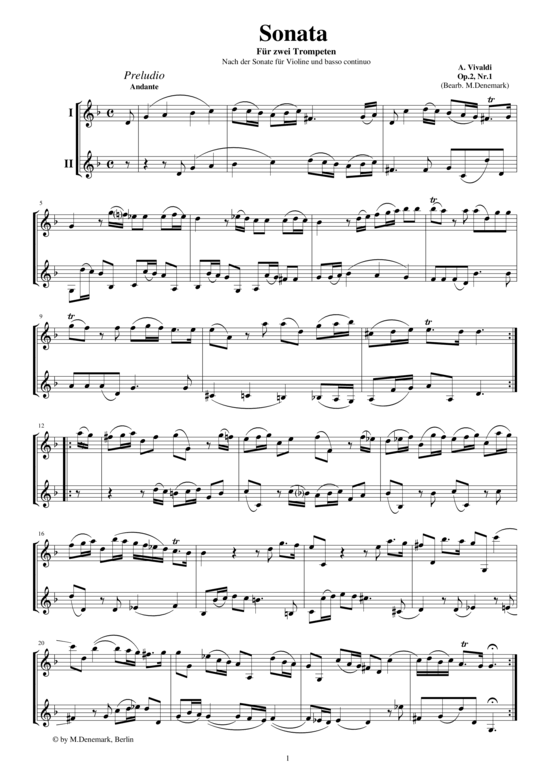 Sonate für zwei Trompeten op.2 Nr.1