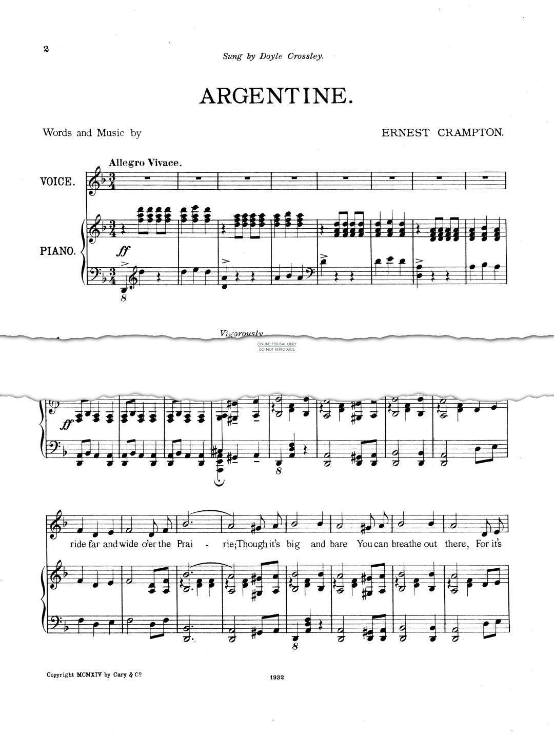 Produktgalerie: Seite 1 von 1 Argentine Song, Ernest Crampton, Gesang, Klavier