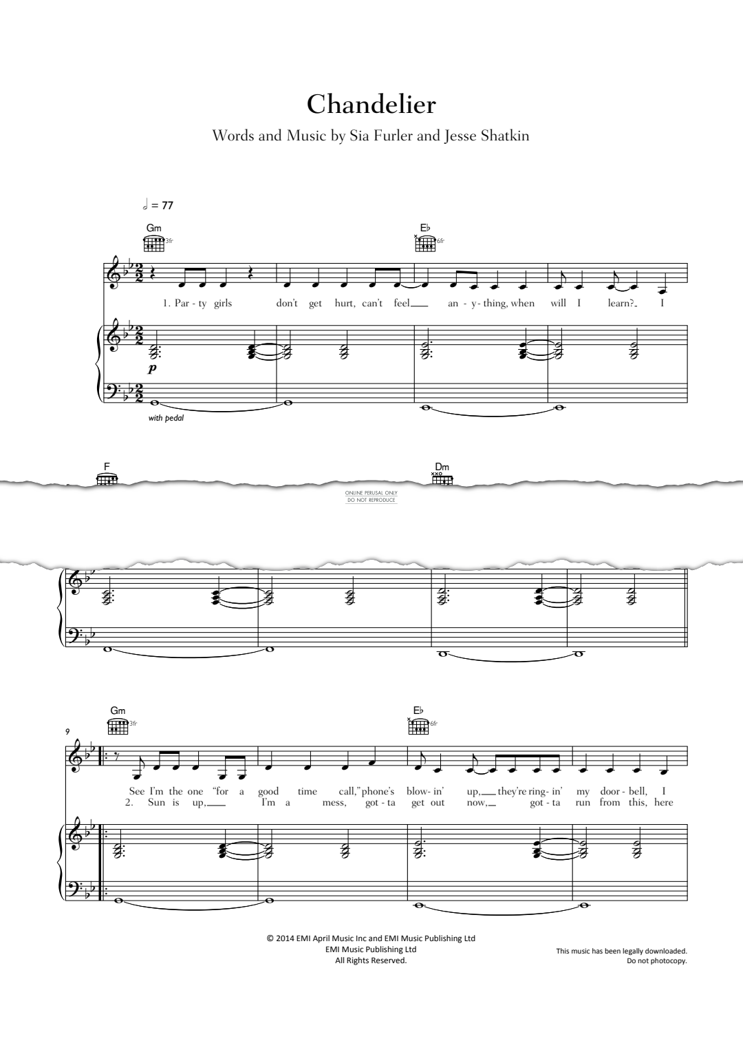 Produktgalerie: Seite 1 von 1 Chandelier, Sia, Gesang, Gitarre, Klavier