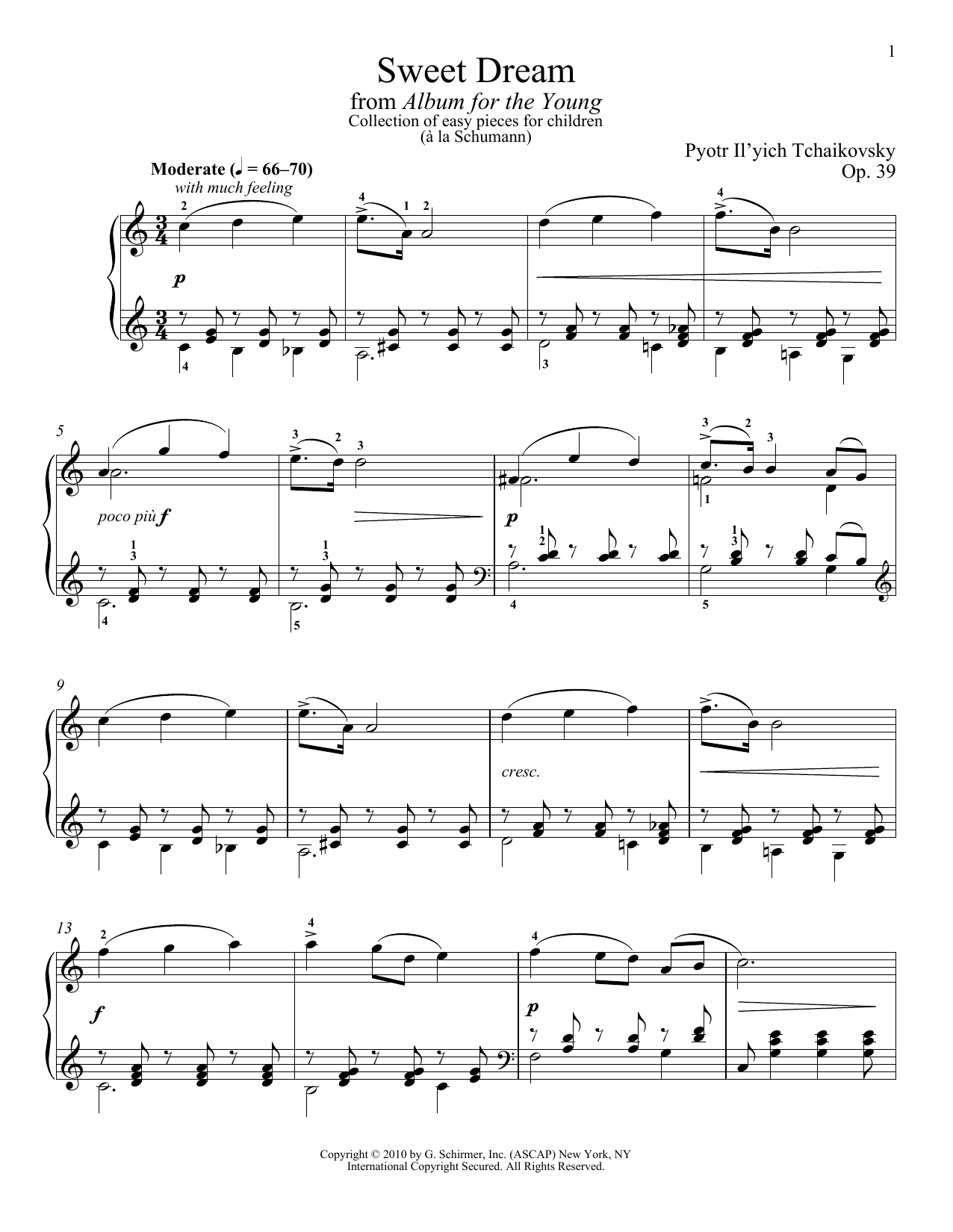 Product gallery: Page 1 of 1 Sweet Dream (Douce Reverie), Op. 39, No. 21 (from Album For The Young), Pyotr Il'yich Tchaikovsky