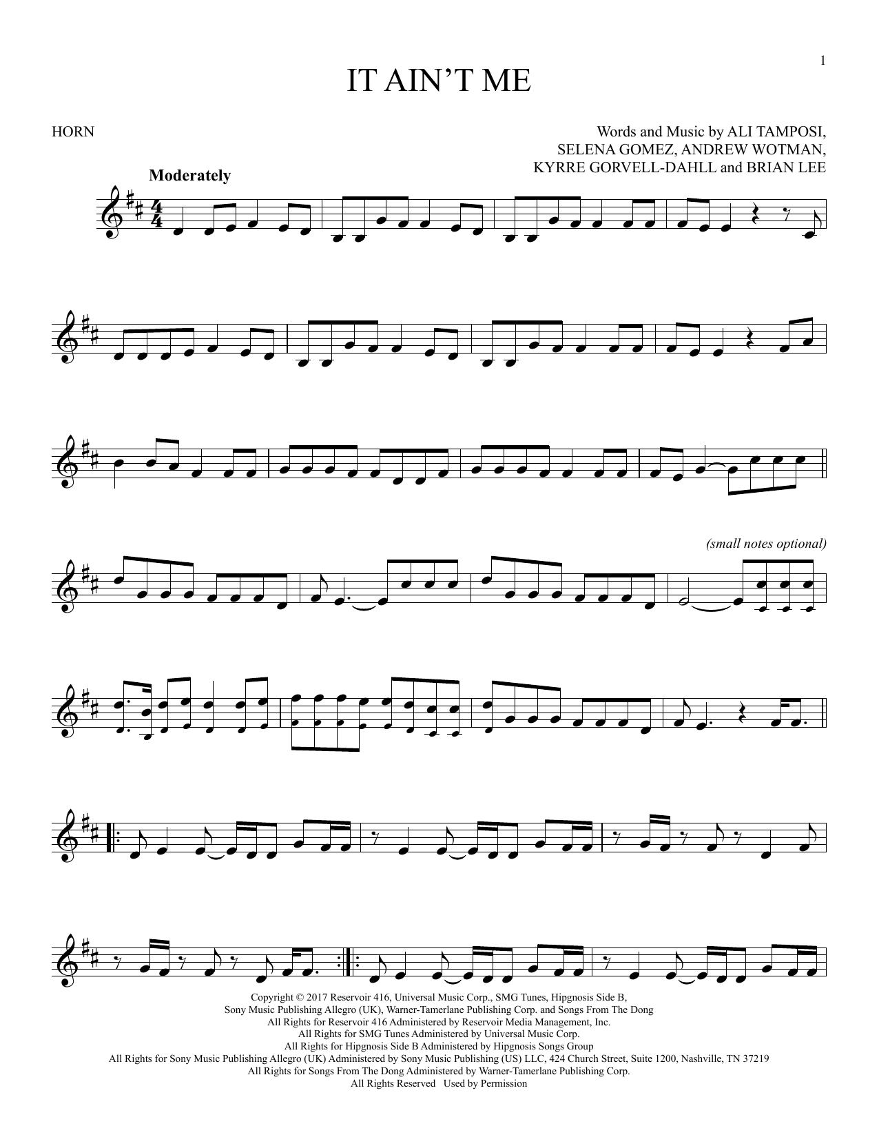 Produktgalerie: Seite 1 von 1 It Ain't Me, Kygo and Selena Gomez, Horn