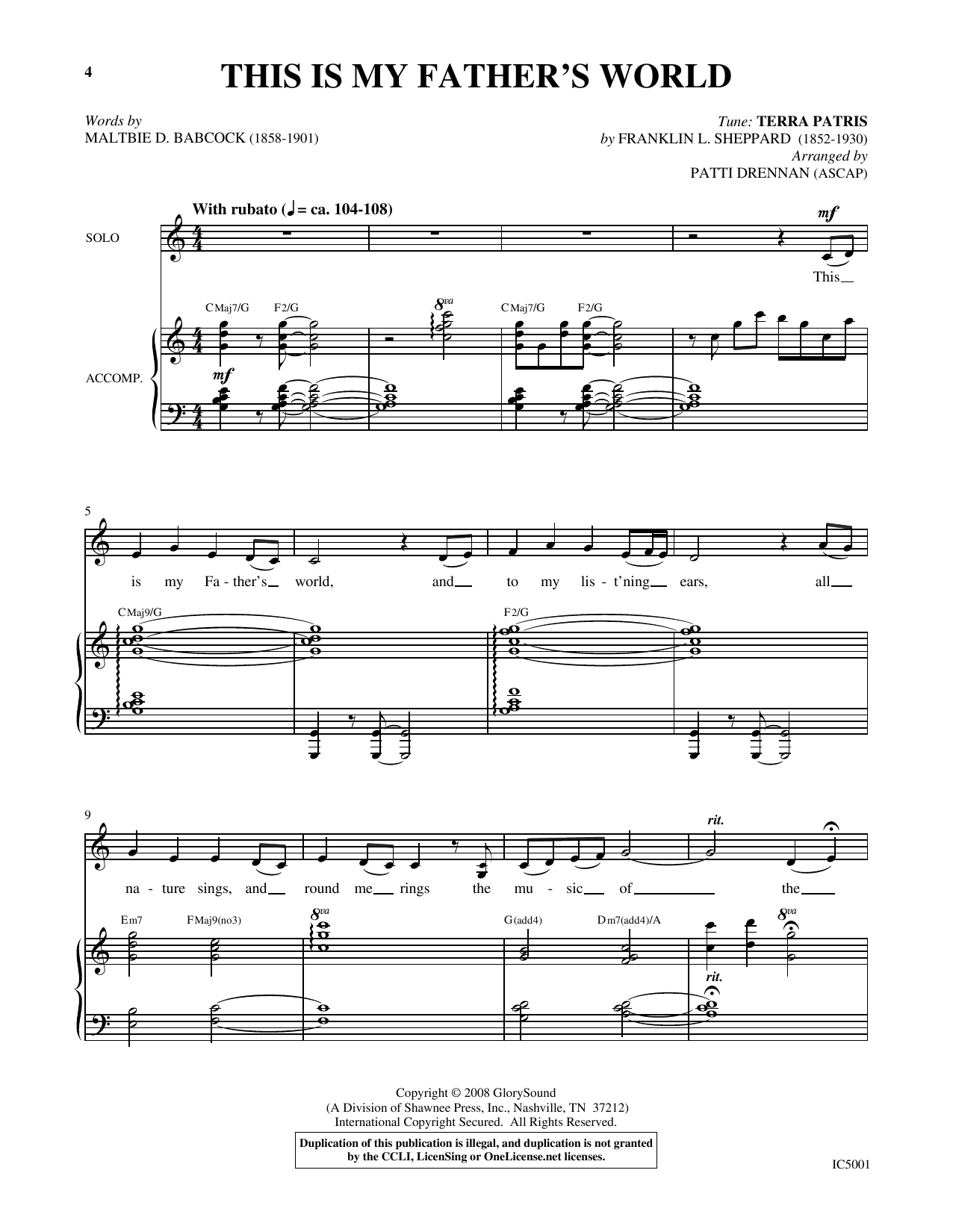 Produktgalerie: Seite 1 von 1 This Is My Father's World, Patti Drennan, Gesang, Klavier