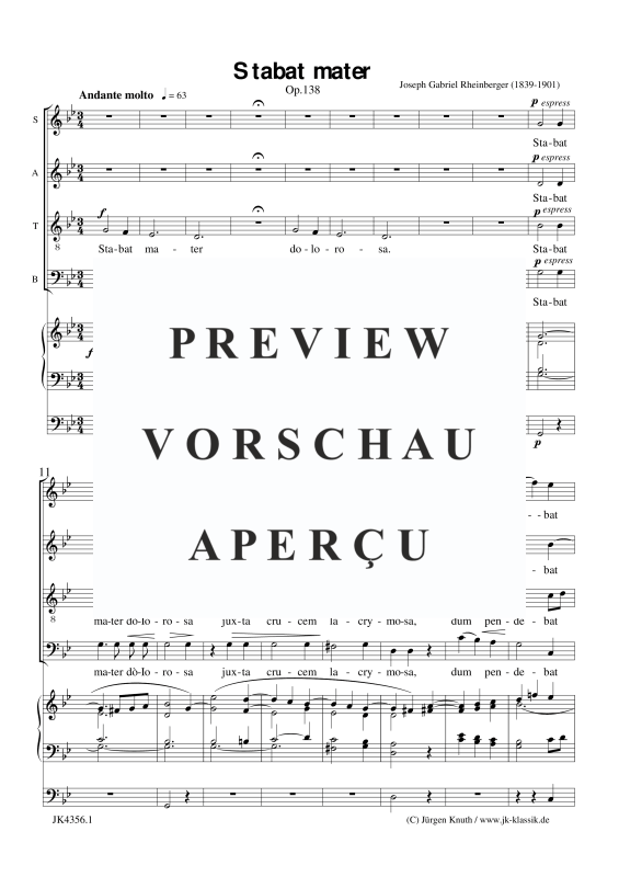 Produktgalerie: Seite 2 von 11 Stabat mater Op,138, , Gemischter Chor und Orgel