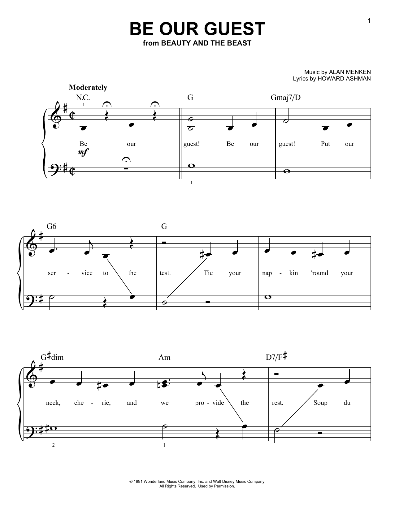Produktgalerie: Seite 1 von 1 Be Our Guest (from Beauty And The Beast), Alan Menken & Howard Ashman, Klavier