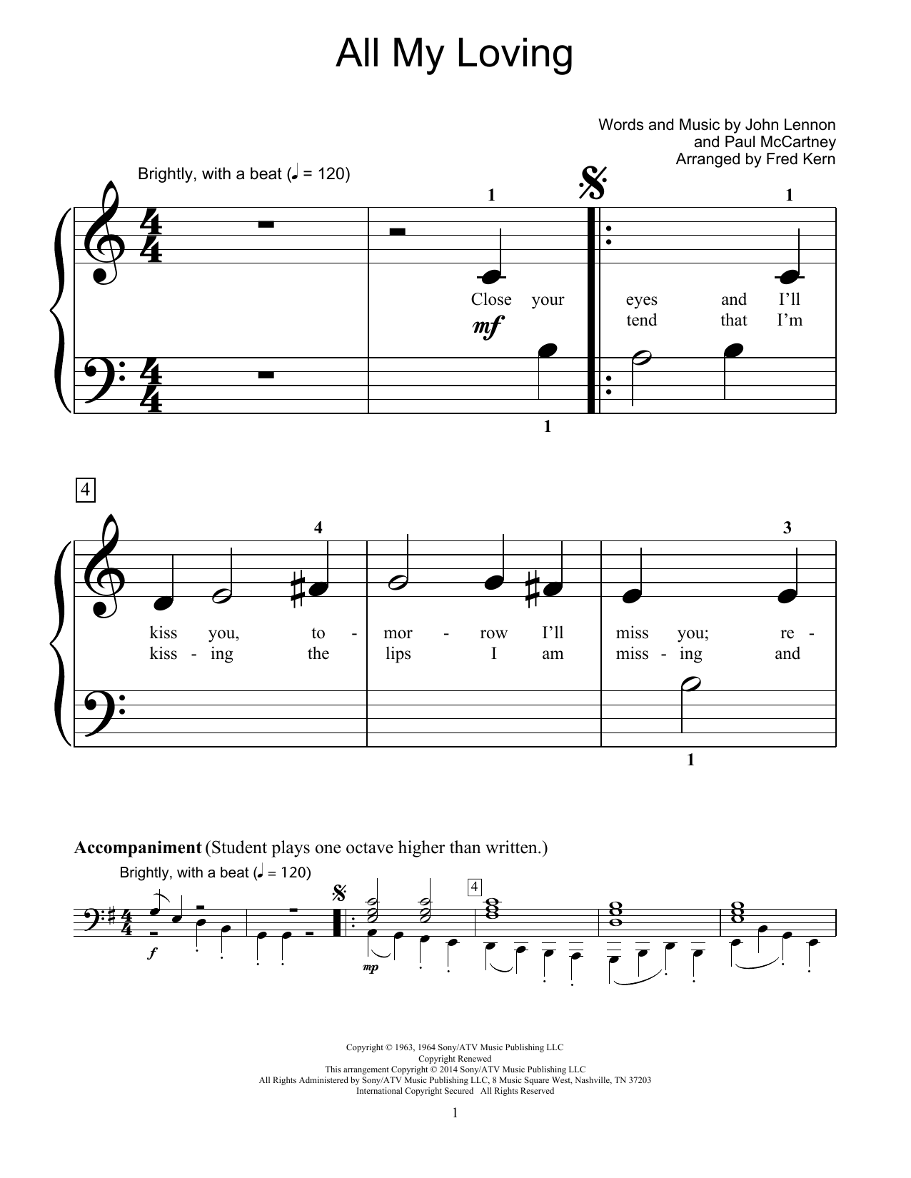 Produktbild zu: All My Loving (arr. Fred Kern)
