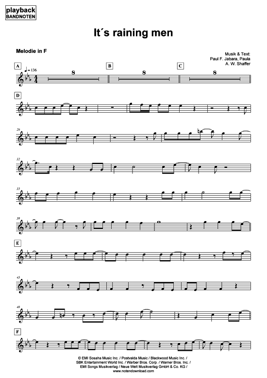 Produktbild zu: It´s raining men - Melodie in FWeather Girls