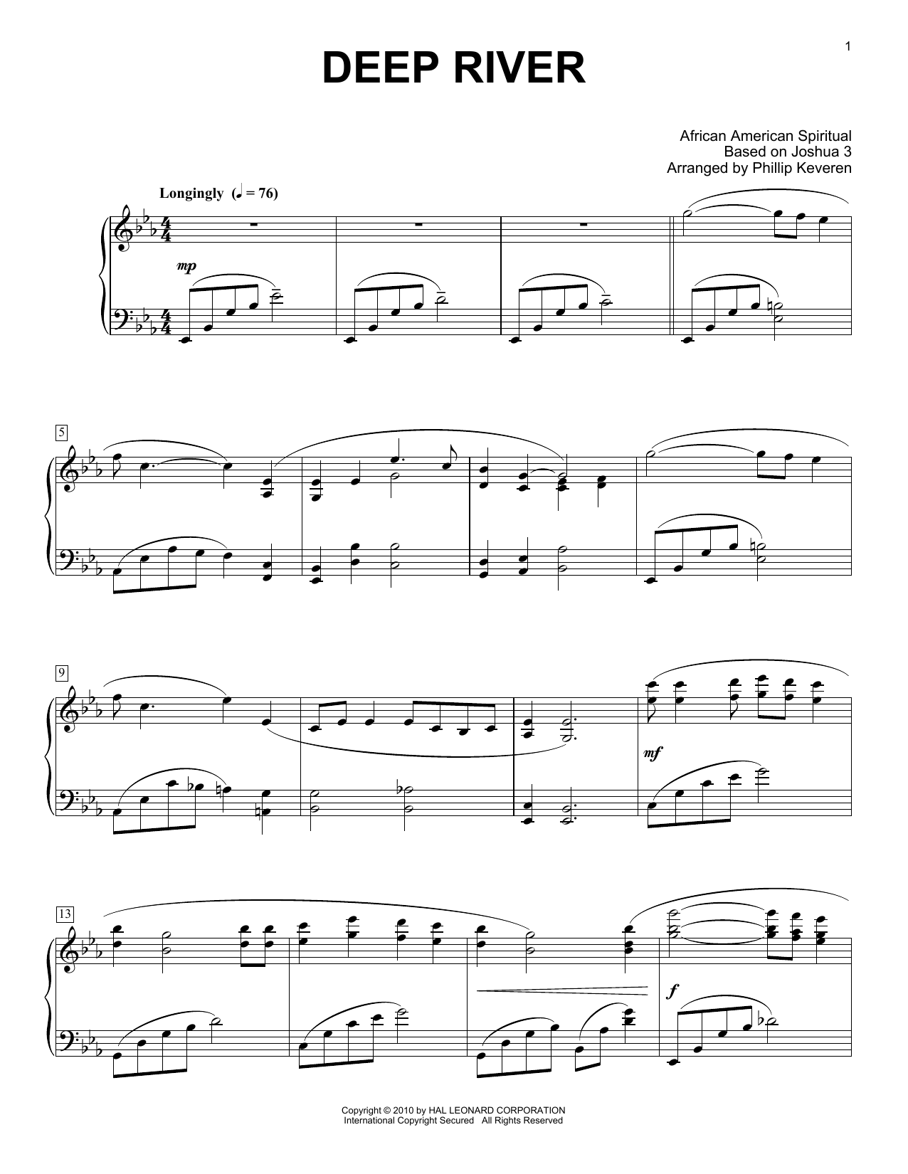 Product gallery: Page 1 of 1 Deep River (arr. Phillip Keveren), African-American Spiritual
