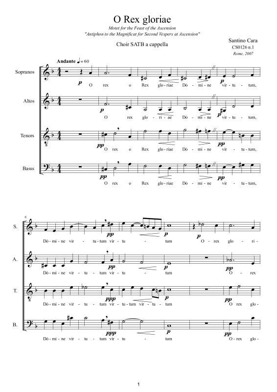 Produktbild zu: O rex gloriae - MotetteSantino Cara