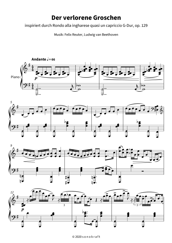 gallery: Der verlorene Groschen - inspiriert durch Rondo alla ingharese quasi un capriccio G-Dur, op. 129, , Klavier Solo