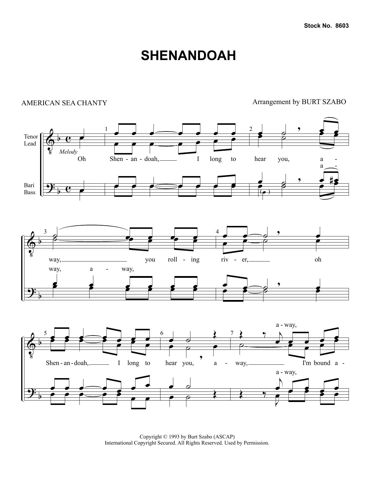 Product picture to: Shenandoah (arr. Burt Szabo)