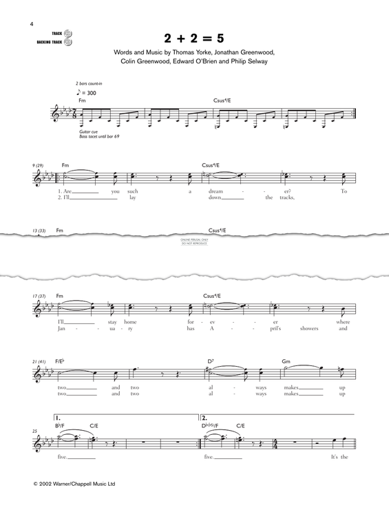 Produktgalerie: Seite 1 von 1 2+2=5, Radiohead, E-Bass