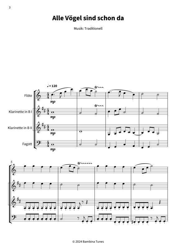 Product gallery: Page 1 of 11 Alle Vögel sind schon da, , (Woodwind Trio)