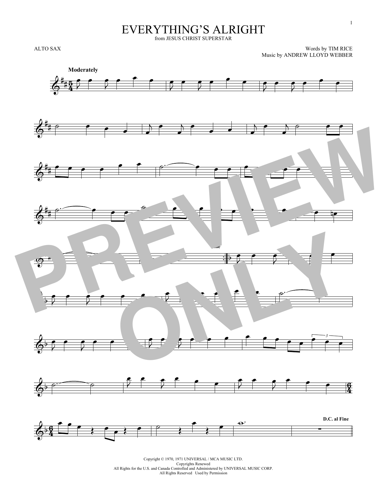 Product gallery: Page 1 of 1 Everything's Alright (from Jesus Christ Superstar), Andrew Lloyd Webber