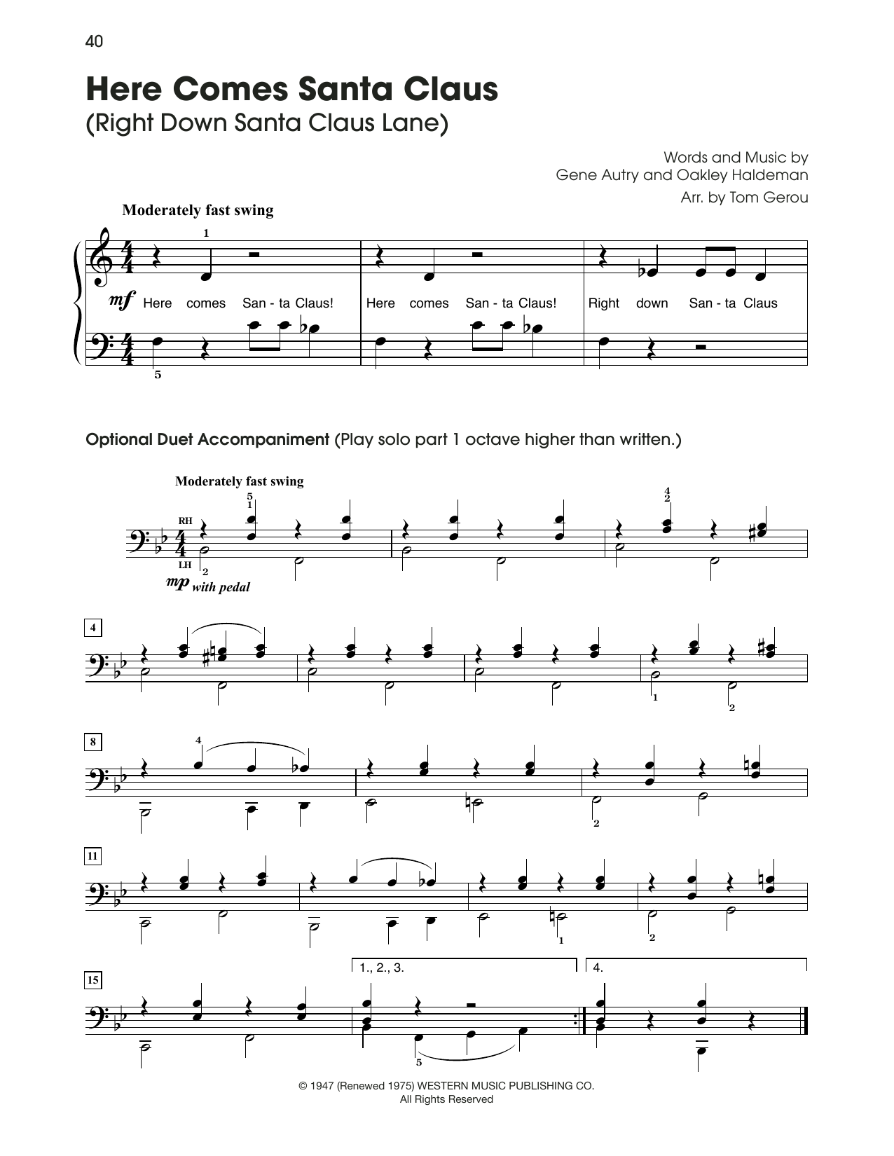 Product picture to: Here Comes Santa Claus (Right Down Santa Claus Lane) (arr. Tom Gerou)
