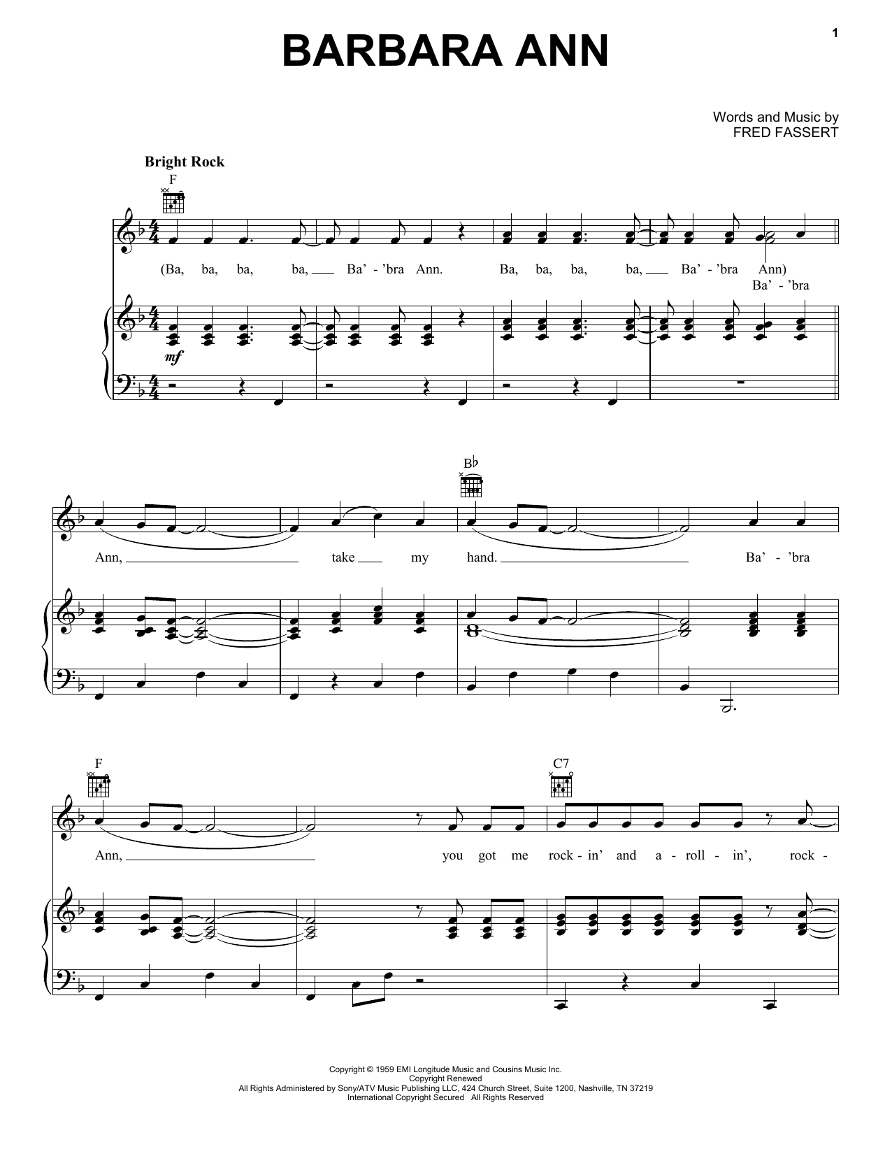 Produktgalerie: Seite 1 von 1 Barbara Ann, The Beach Boys, Gesang, Gitarre, Klavier