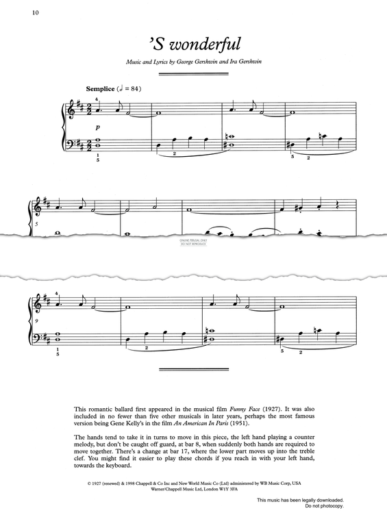 Produktgalerie: Seite 1 von 1 'S Wonderful, George Gershwin, Klavier
