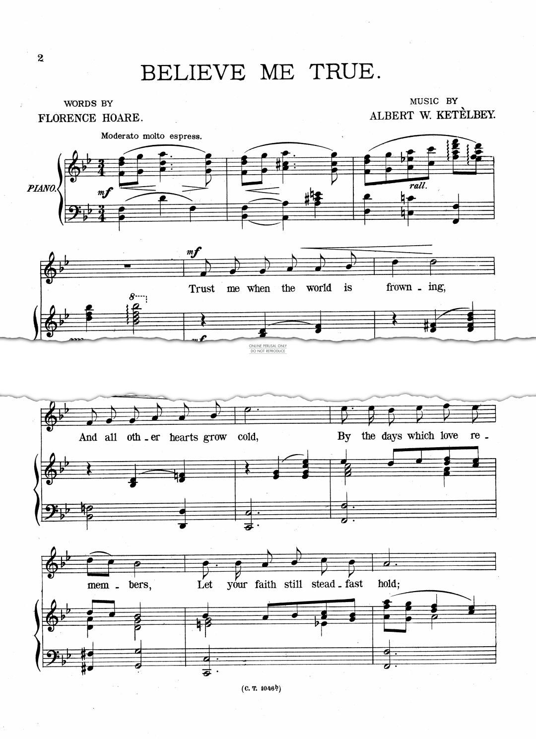 Produktgalerie: Seite 1 von 1 Believe Me True, Albert W. Ketèlbey, Gesang, Klavier