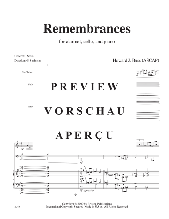Product gallery: Page 6 of 21 Remembrances , , (clarinet, cello and piano)