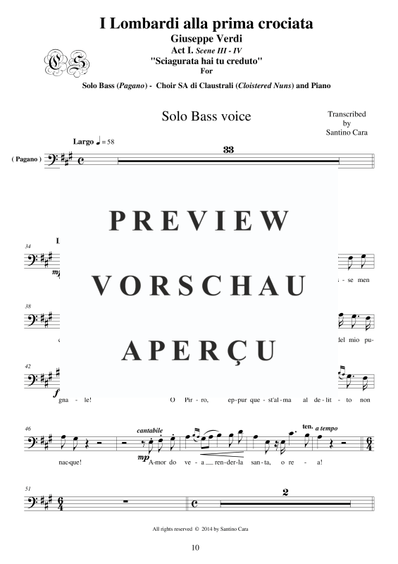 Produktgalerie: Seite 11 von 11 'Sciagurata hai tu creduto' Solo Bass - Choir SA, , Gemischter Chor SAB und Klavier