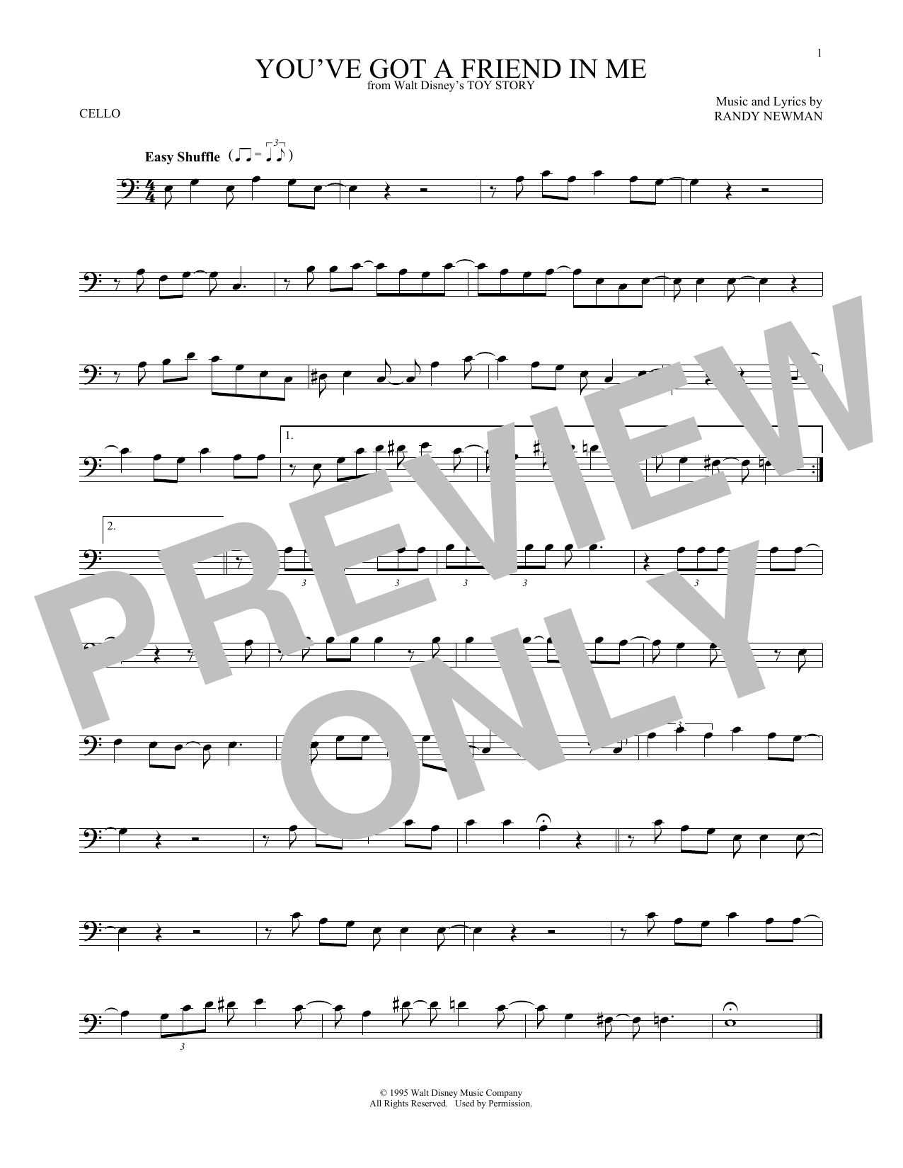 Produktgalerie: Seite 1 von 1 You've Got A Friend In Me (from Toy Story), Randy Newman, Violoncello