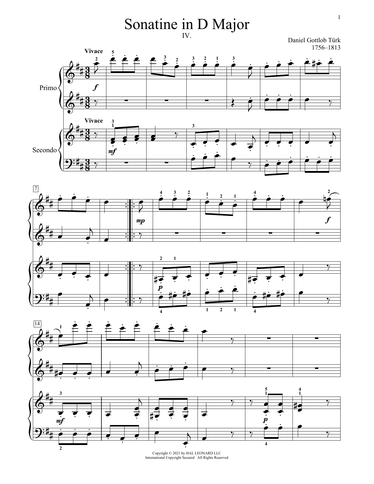 Produktbild zu: Sonatine In D Major