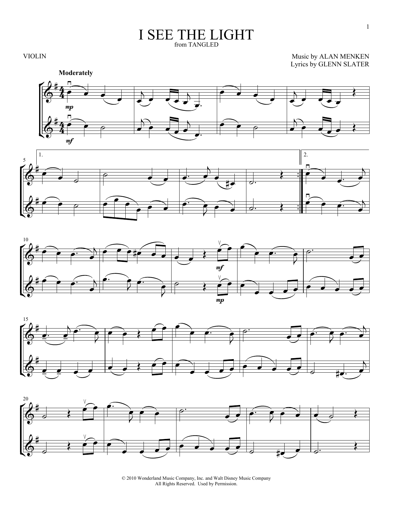 Product gallery: Page 1 of 1 I See The Light (from Tangled), Alan Menken