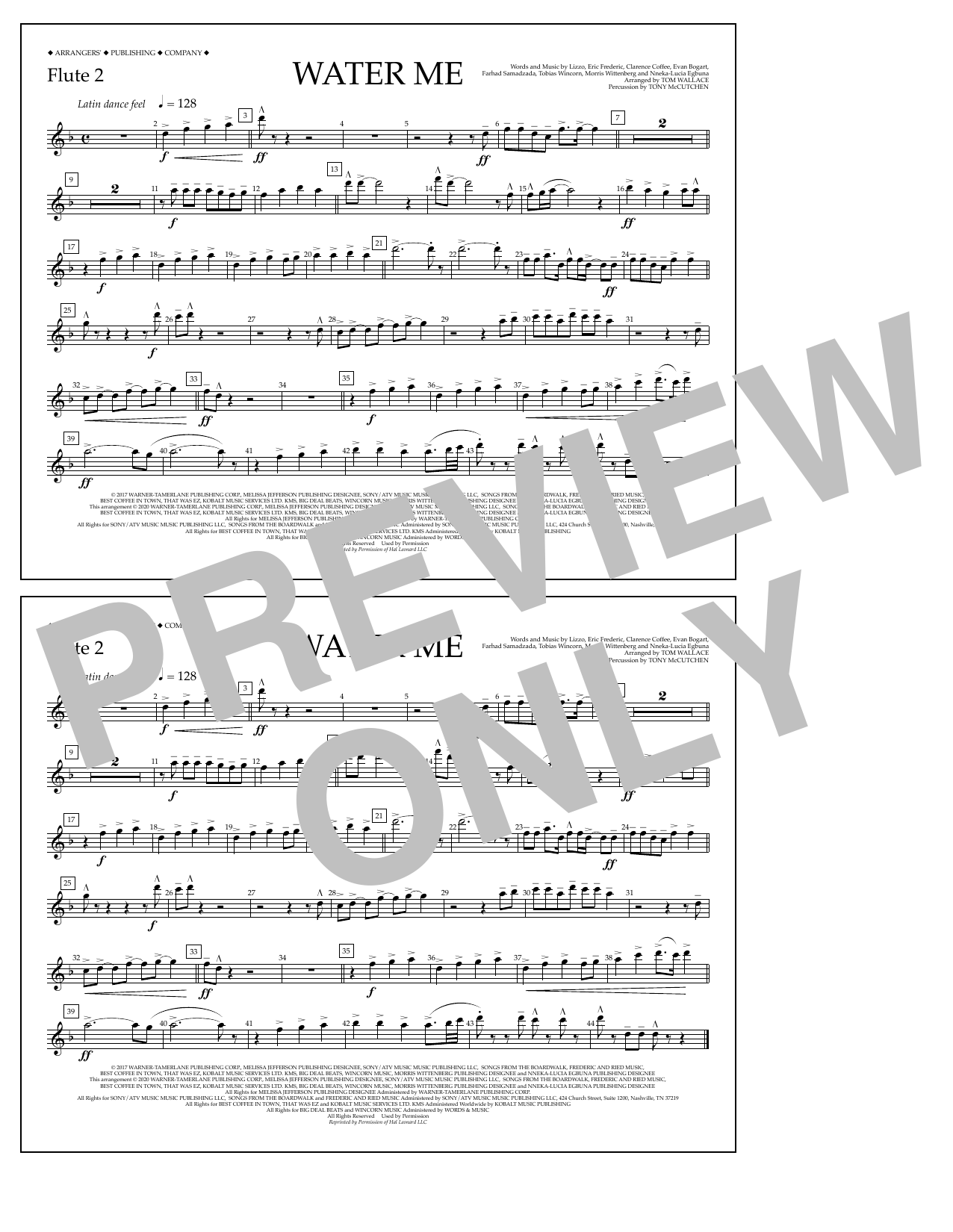 Produktbild zu: Water Me (arr. Tom Wallace) - Flute 2