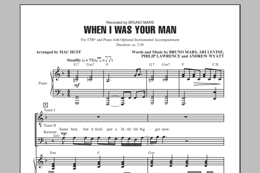 Product picture to: When I Was Your Man (arr. Mac Huff)