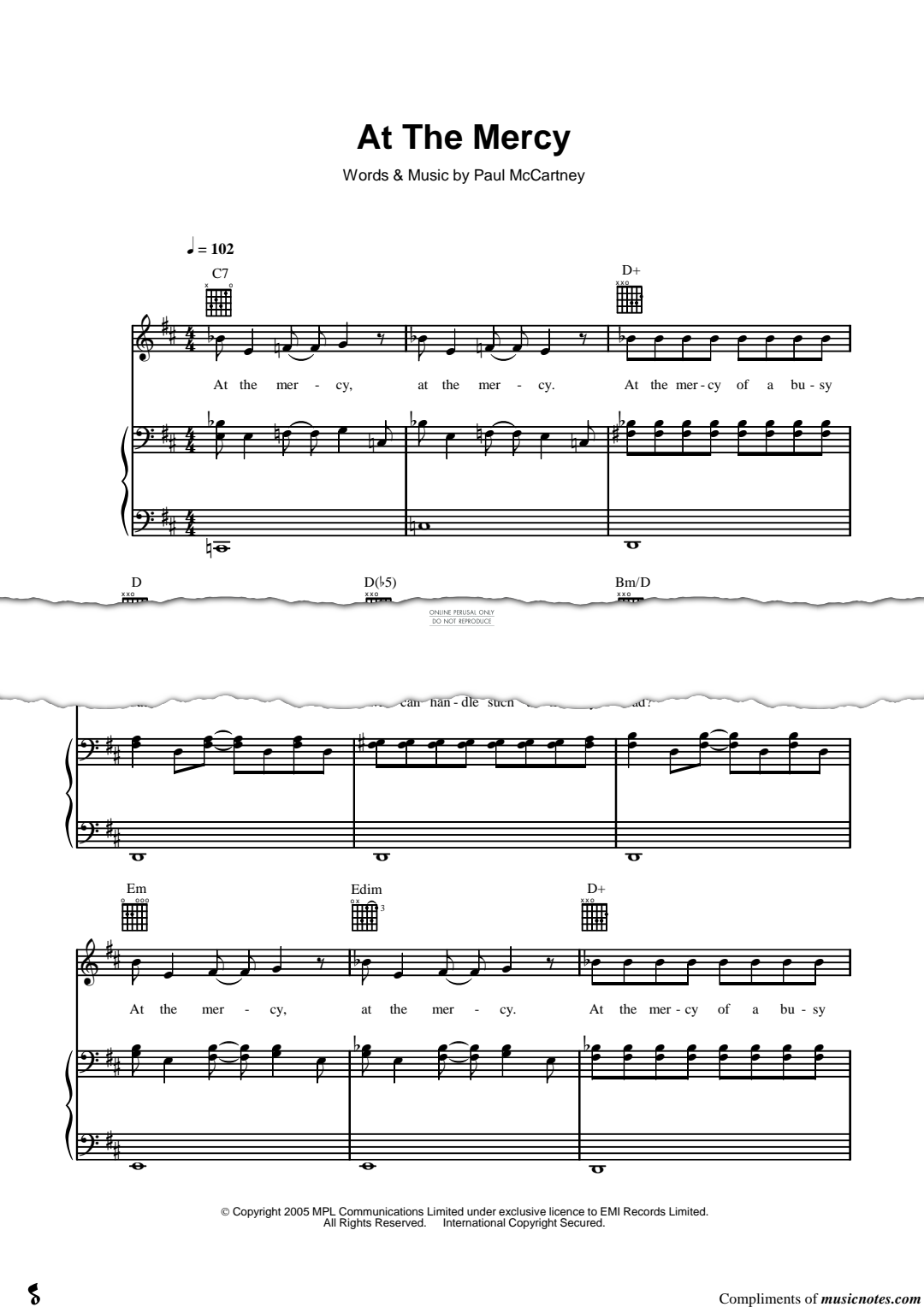 Produktgalerie: Seite 1 von 1 At The Mercy, Paul McCartney, Gesang, Gitarre, Klavier