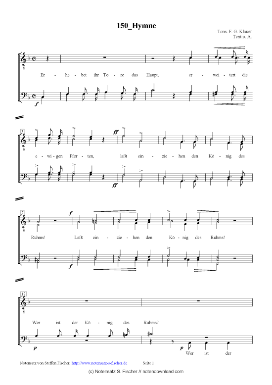 Product picture to: Hymne  F. G. Klauer  