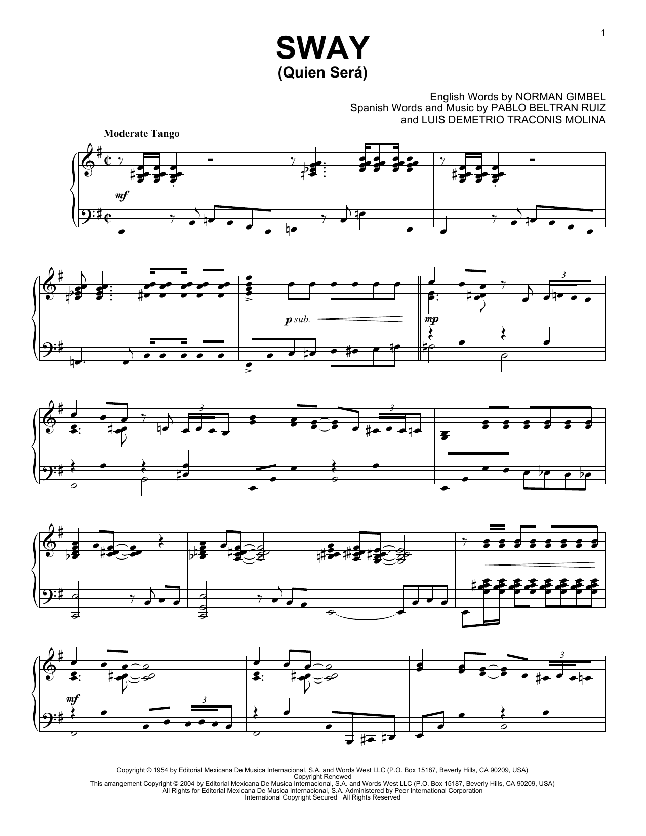 Product gallery: Page 1 of 1 Sway (Quien Sera), Dean Martin