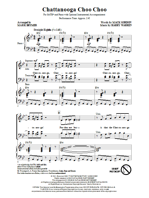 Produktbild zu: Chattanooga Choo Choo (arr. Mark Brymer)