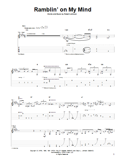 Product gallery: Page 1 of 1 Ramblin' On My Mind, Eric Clapton