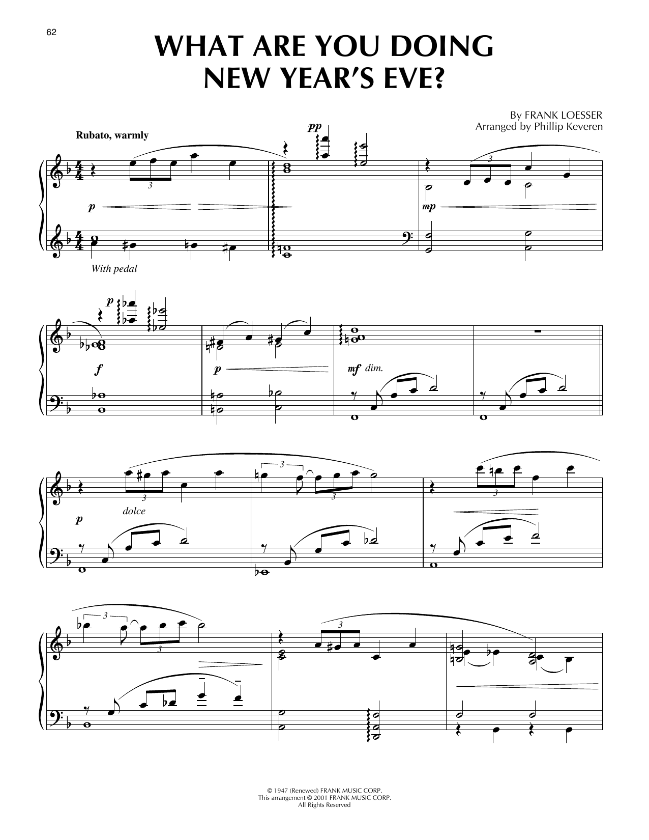 Product picture to: What Are You Doing New Year's Eve? [Jazz version] (arr. Phillip Keveren)
