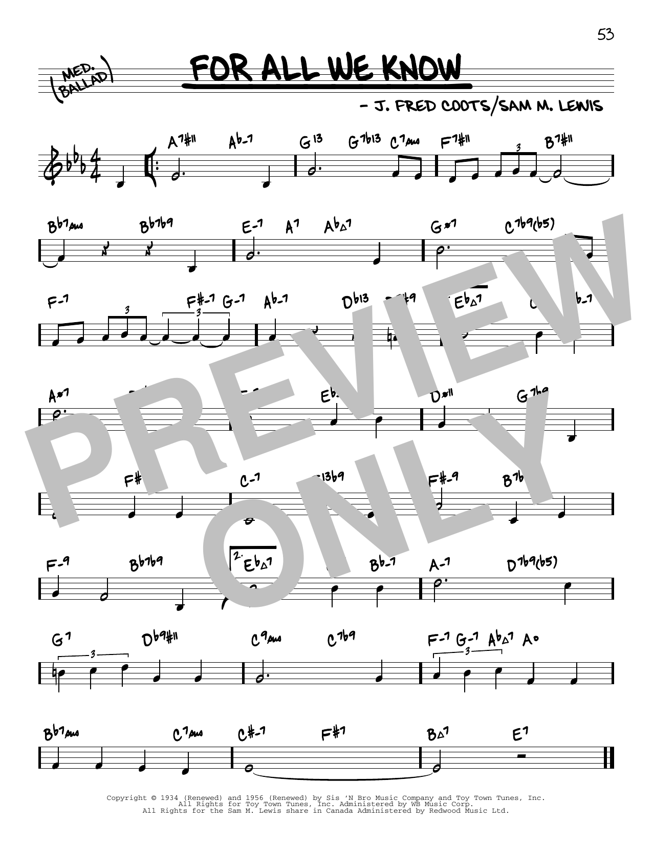 Product gallery: Page 1 of 1 For All We Know (arr. David Hazeltine), J. Fred Coots