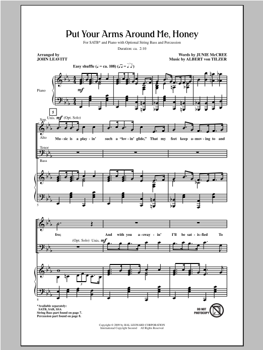 Product gallery: Page 1 of 1 Put Your Arms Around Me, Honey, John Leavitt