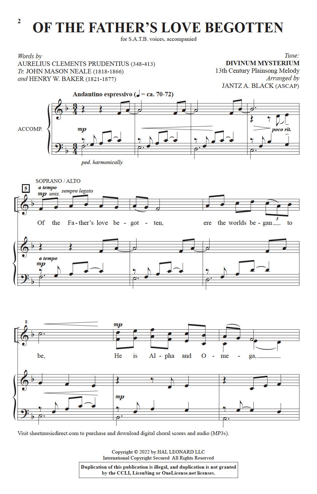 Product picture to: Of The Father's Love Begotten (arr. Jantz A. Black)