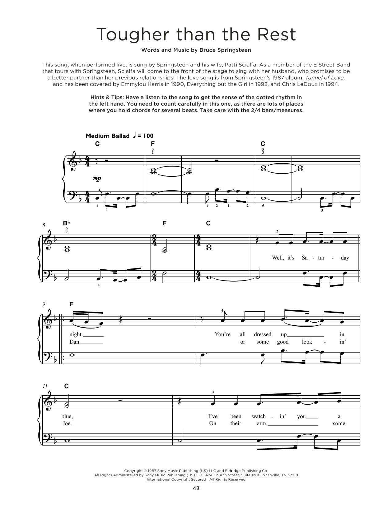 Produktgalerie: Seite 1 von 1 Tougher Than The Rest, Bruce Springsteen, Klavier