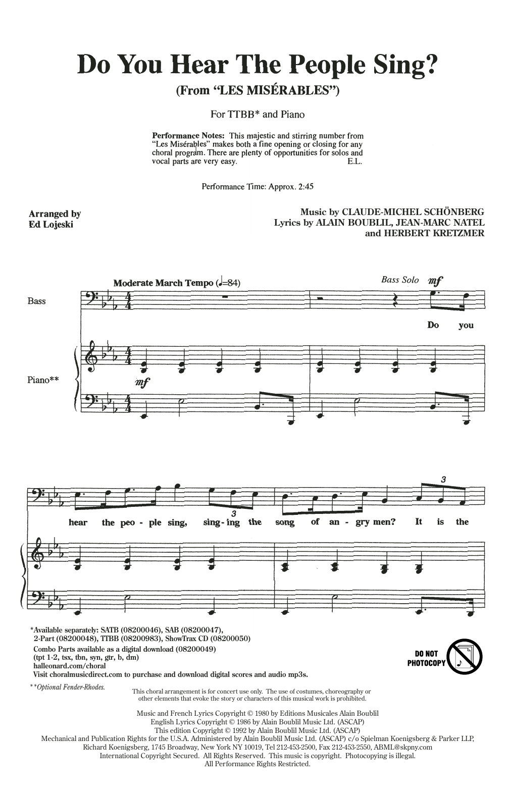 Product picture to: Do You Hear The People Sing? (from Les Miserables) (arr. Ed Lojeski)