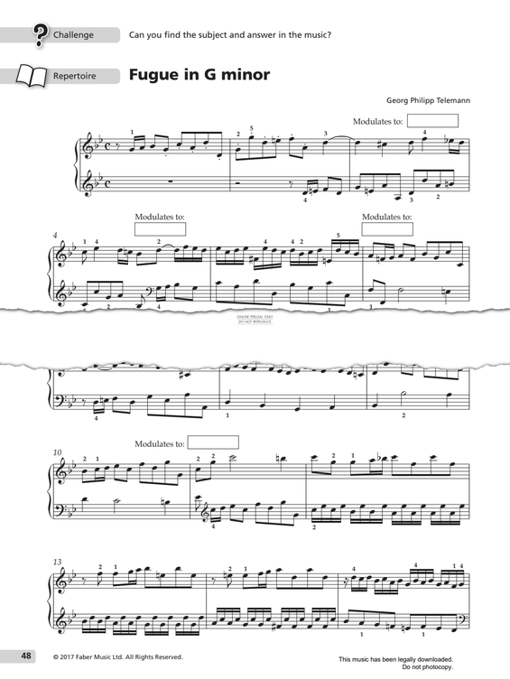 Product gallery: Page 1 of 1 Fugue In G Minor, Georg Philipp Telemann