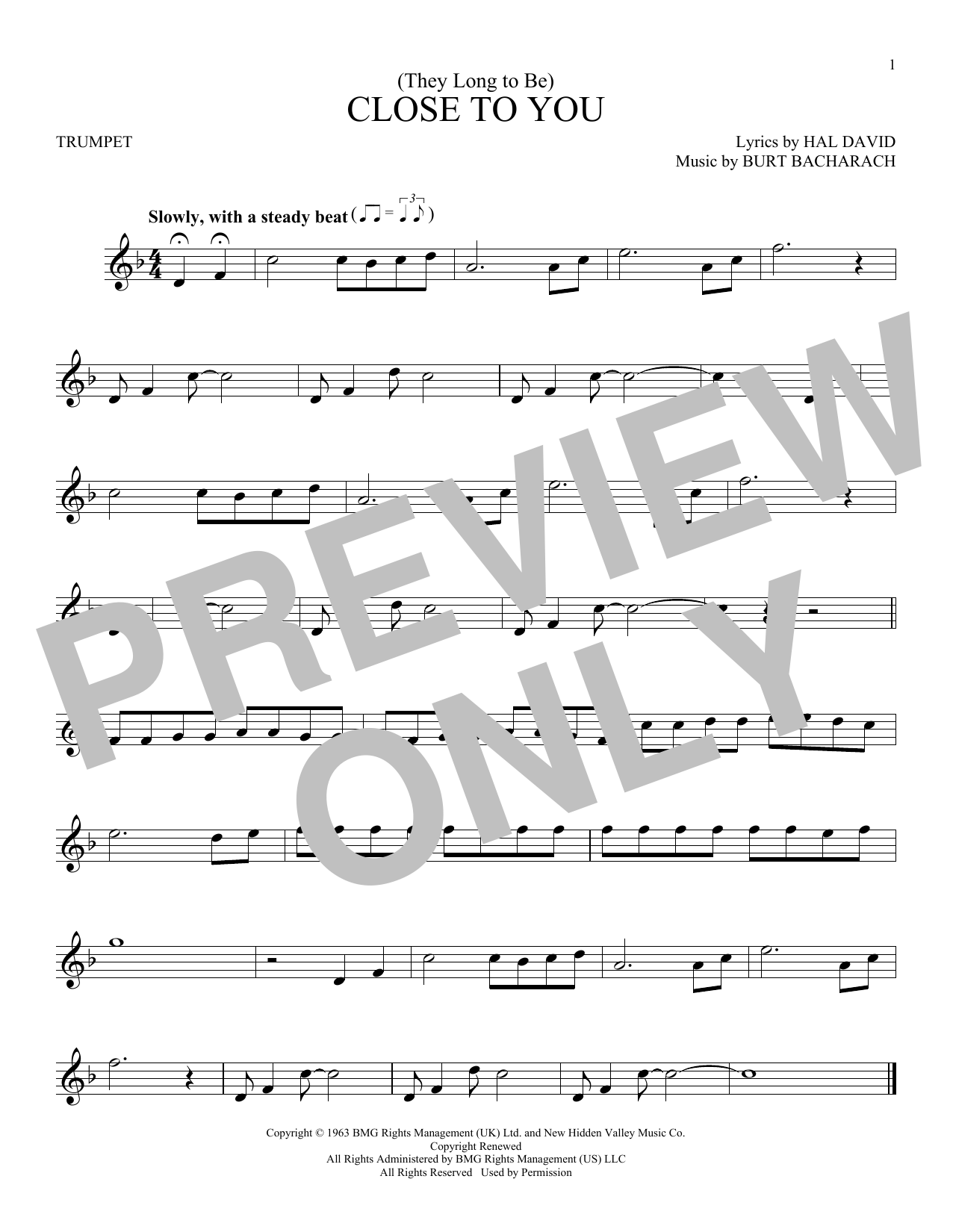 Produktgalerie: Seite 1 von 1 (They Long To Be) Close To You, Carpenters, Trompete